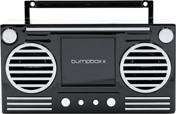 Bumpboxx Microboom Wearable Bluetooth Speaker Necklace, Portable Retro Boombox Speaker with TWS Pairing, Rechargeable Battery, MicroSD Support, Hands-Free Audio, 24" Chain, Black