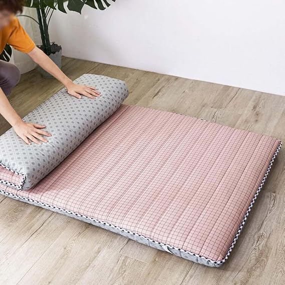 Japanese Floor Mattress Futon Mattress Single Tatami Mat Sleeping Pad Foldable Roll Up Mattress Dormitory Mattress Pad Floor Lounger Pillow Bed Yoga Meditaion Single Pad,004,120x200cm [Energy Class A]