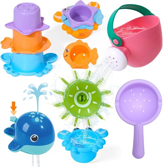Bath Toys for 1 2 3 4 Year Old: Baby Bath Toys 12+ Months - Fun and Safe Mould Free Bathtub Water Play Swimming Pool Toys - Birthday Gifts for 1 2 Year Olds Boys Girls Toddler Toys Age 1 2