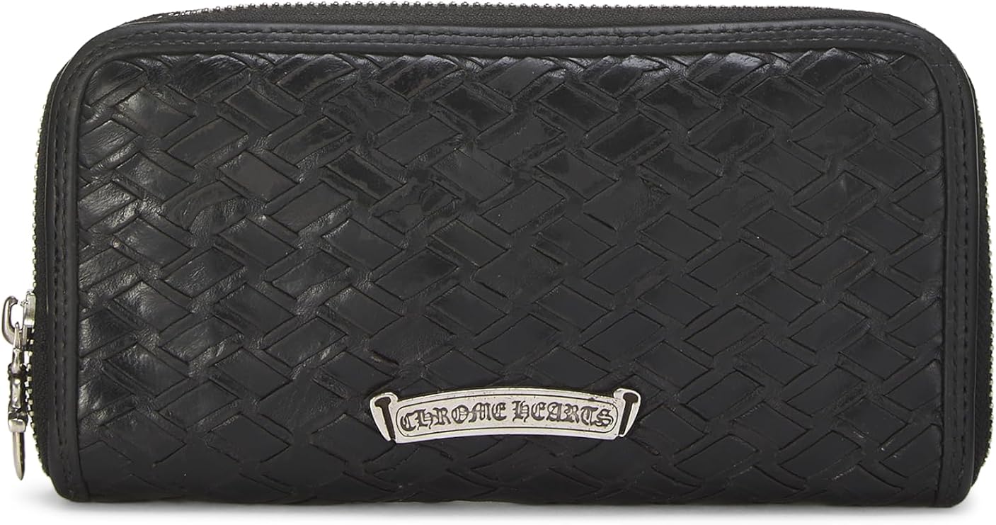 Pre-loved Black Leather Cross Zip-Around Wallet, Black