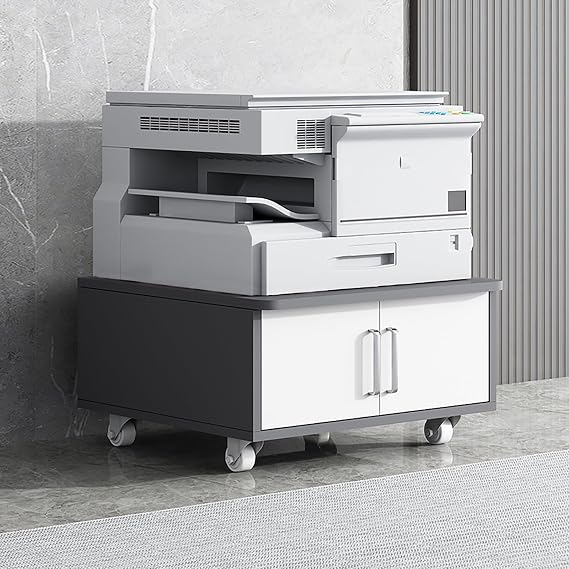 Rolling Under Desk Printer Stand,Mobile Printer Cabinet for Home Office,file cabinet with shelves,60CM wide small printer table,for Home Office and