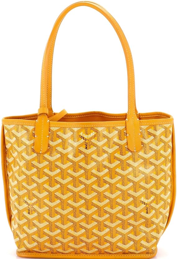 Pre-Loved Anjou Reversible Tote Coated Canvas Mini, Yellow