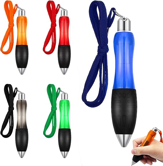 5 Pcs Big Fat Heavy Weighted Pens with Hanging Rope, Multicoloured Pen Wide Body Ballpoint Handwriting Pens Ergonomic Ballpoint Pens for Arthritis and Tremors for Office School Supplies