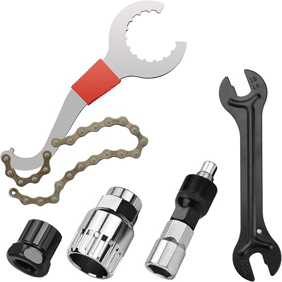 Drado Mountain Bike Repair Tool Kits, Crank Removal Tool - Freewheel Cassetee Remover - Spanner/Wrench - Chain Whip Tool - Buttom Bracket Remover - Bike Chain Tools Set