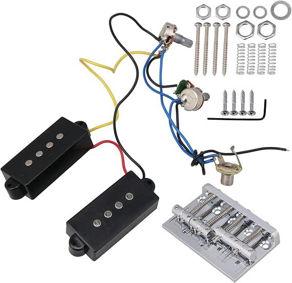 Lovermusic Prewired Neck & Bridge Humbucker Pickups with Hole Pitch 68mm Bass Bridge Instrument Accessories for 4-string Bass
