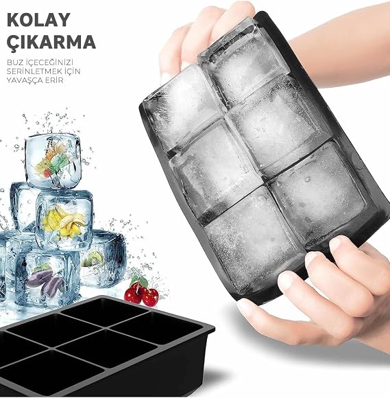 Orret Home Square Ice Mold | Multi-Purpose Ice Cube Mold | | Square Ice Cube Bowl 6 Compartment | Easy Release Ice Molds for Coffee Homemade Freezer (1 Piece)