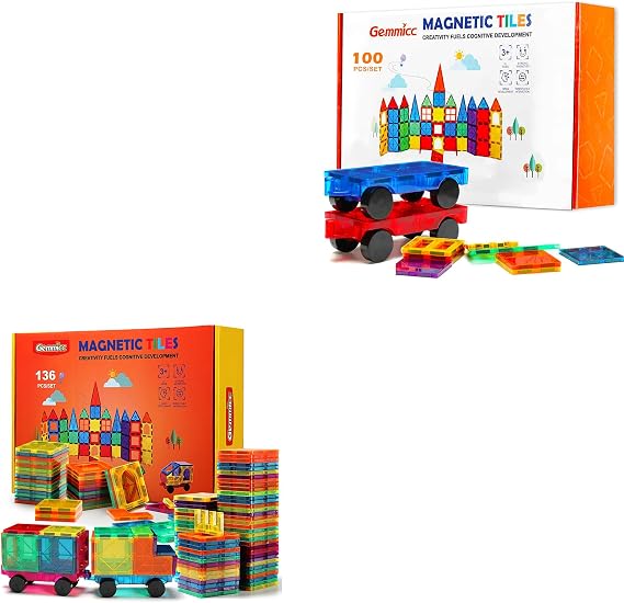 Gemmicc 136PCS Magnetic Tiles Set + 100PCS Magnetic Tiles Set
