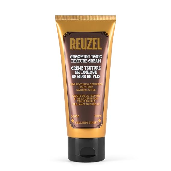 REUZEL Grooming Tonic Texture Cream, Light Hold, Curl Texture and Definition, Natural Shine, Heat Protection, For All Hair Types, 3.38oz