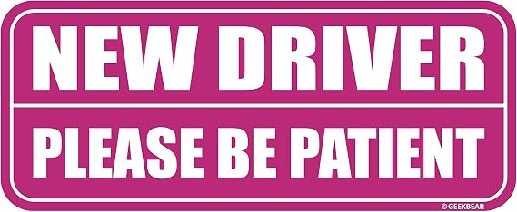 GEEKBEAR New Driver Car Magnet - Colorful, Reflective, Weather-Resistant - Rectangular 8.7 x 3.5 in (Pink/Pink)