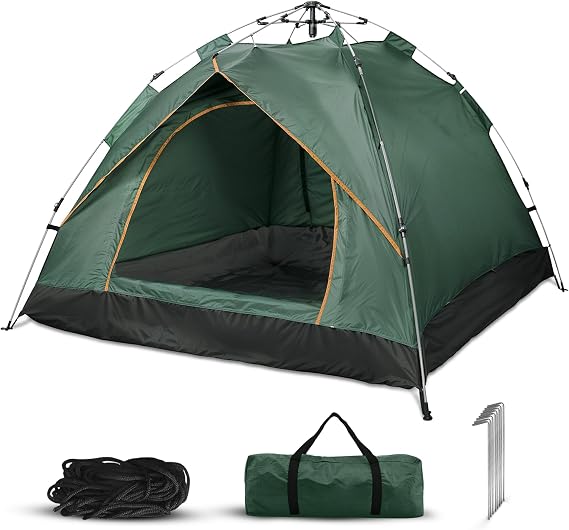 Qisan Hydraulic Dome Tent Automatic Camping Tents 3-4 Person Canopy with Carrying Bag Easy to Set up and Package for Outdoor Garden Backpacking Hiking