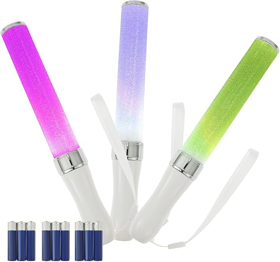 3 Pcs 15 Color Lightstick Concert K-pop Glow Sticks LED Stick Reusable 2 Modes Multicolor Idol Concert Flashing Lightsticks Hip-hop Gift Glow in The Dark Party Favor