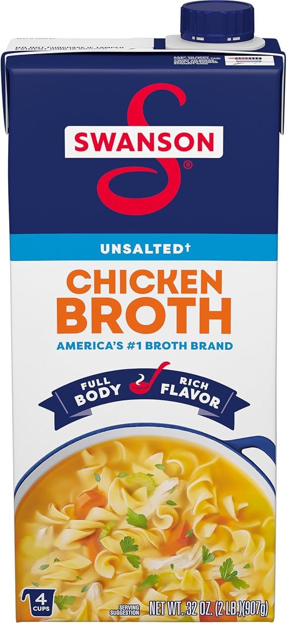 Swanson Unsalted Chicken Broth, 32 oz Carton