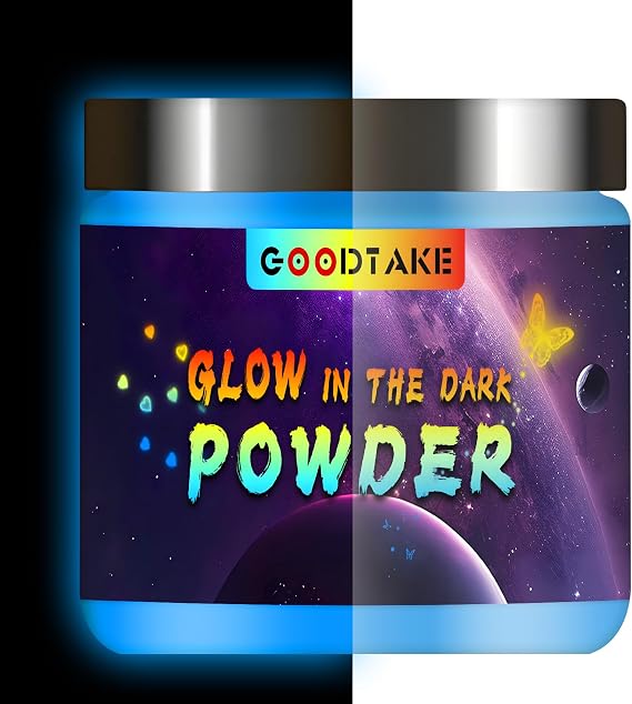 GOODTAKE Glow in The Dark Powder, Blue Glow Powder- Glow In The Dark Pigment Powders for Slime, Resins, Glue, Paints Or Nail Self Glowing Dye for DIY (Blue, 2 Ounce)