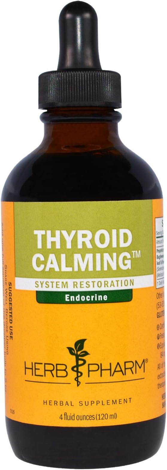 Herb Pharm Thyroid Calming Liquid Formula: Motherwort & Bugleweed Herbal Extract, Endocrine Support Tincture for Natural Endocrine Balance,
