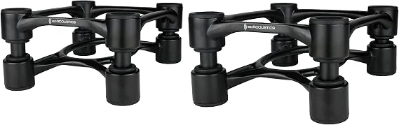 IsoAcoustics Aperta Series Isolation Speaker Stands with Tilt Adjustment: Aperta (6.1" x 7.5") Black Pair