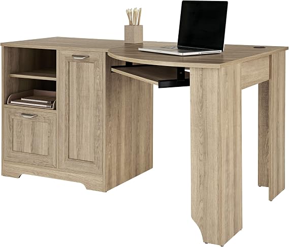 Realspace Magellan 60" W Corner Computer Desk, Blonde Ash