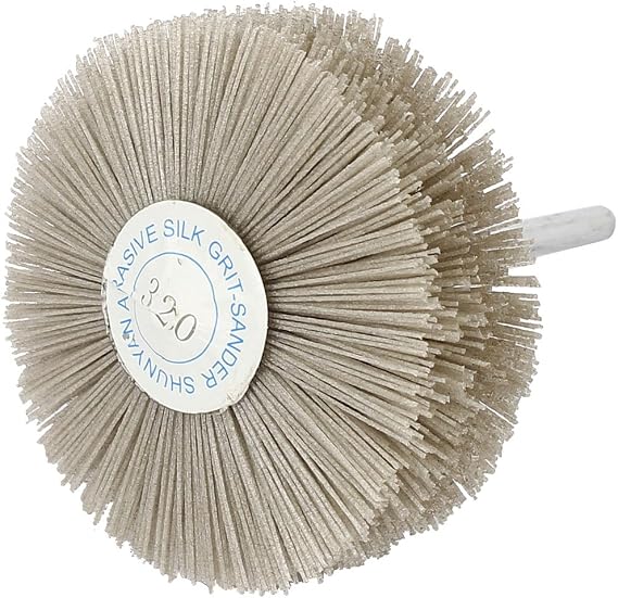 uxcell 6mm Shank 82mm Dia Head 320 Grit Abrasive Nylon Wheel Brush Grinding Tool