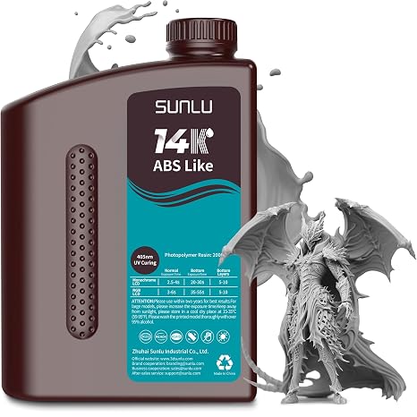 SUNLU 14K ABS-Like 3D Printer Resin 2KG, 3D Printer Resin 2.0, Superior Precision for Detail Printing Miniatures, Smooth Matte Surface, 405nm UV Curing Photopolymer 3D Resin, 2000g Grey