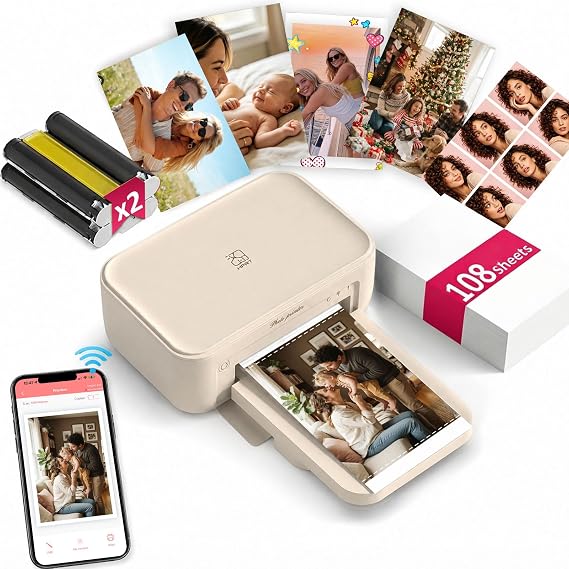 iDPRT 4x6 Photo Printer, CP4100 Phone Printer 108 Sheets & 2 Cartridges