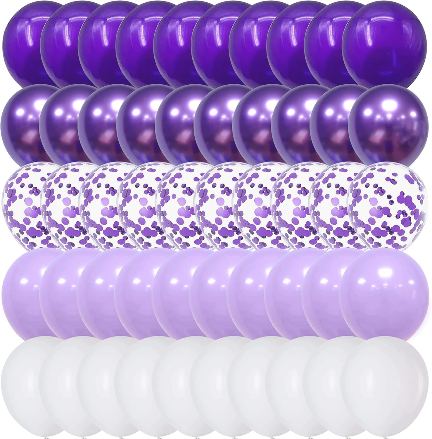 Purple and White Balloon, 60 Packs 12 Inch Dark Purple Light Purple Balloons Metallic Purple Balloons Confetti Balloons for Girls Women Wedding Birthday Bridal Baby Shower Decorations