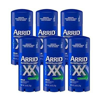 Arrid XX AntiperspirantDeodorant Solid, Unscented, 2.6-Ounce Sticks Pack of 6