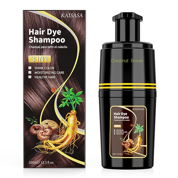 Chestnut Brown Hair Dye Shampoo, Hair Color Shampoo for Cover Grey Hair