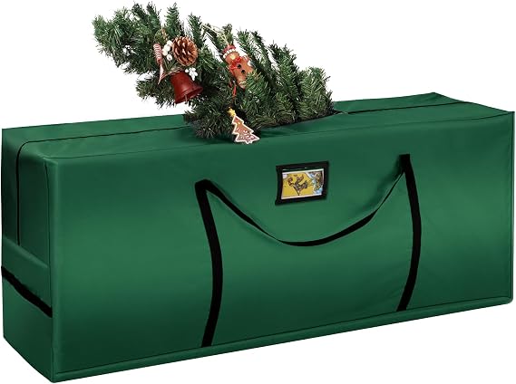 Christmas Tree Storage Bag 7.5 FT - Large Christmas Tree Storage, Heavy Duty 600D Oxford Fabric with Dual Zippers Wide Opening, Waterproof Material, Green