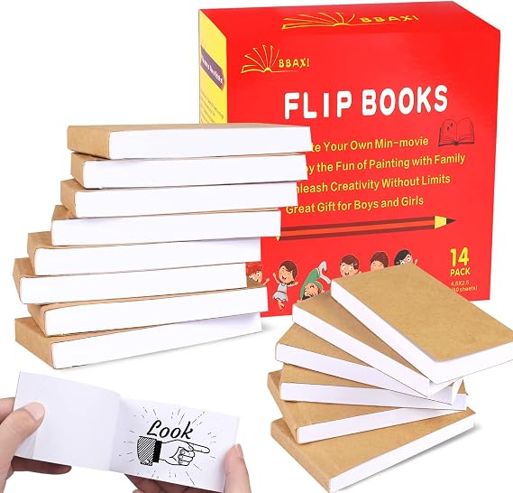 14 Pack Blank Flipbooks,120g,840 Sheets(1680 Pages),for Painting(4.5"x2.5") | Smooth Flipbook Paper,Firm Sewn Binding,Blank Pages for Animation,Sketching and Cartoon Creation,Great Art Supplies for Child