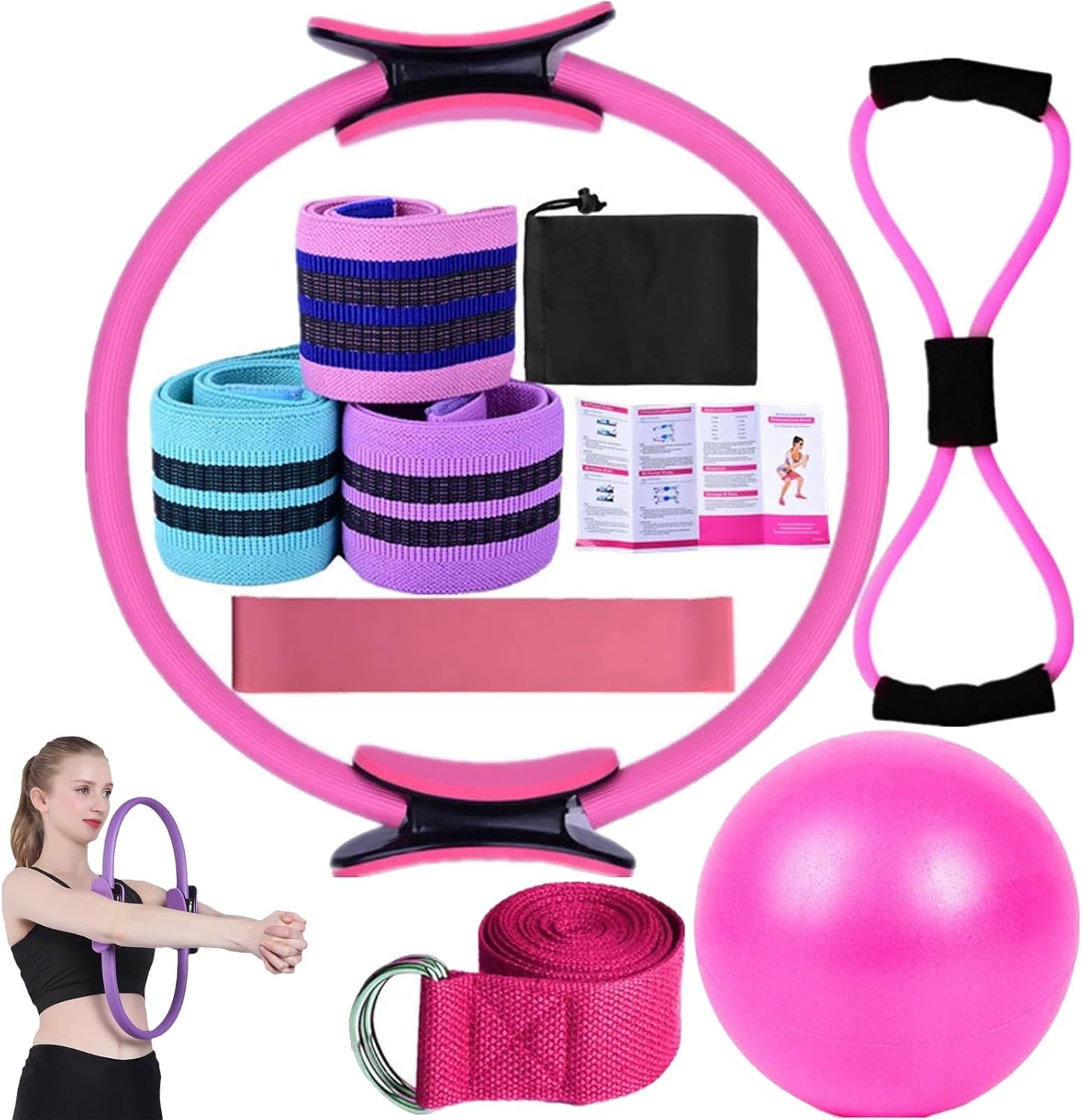 Pilates Essentials Kit for Women, 2025 New Better Me Pilates Kit for Women with Resistance Bands, Pilates Ring, Ball & Guide, Portable Fitness Equipment for Core Strength, Stretching & Toning