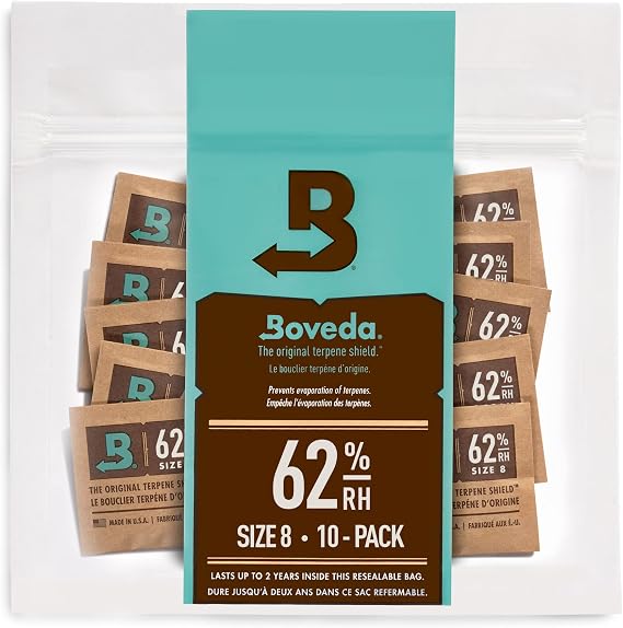 Boveda 62% Humidity Control Packs, Size 8, 10-Pack Protects Up to 1 oz