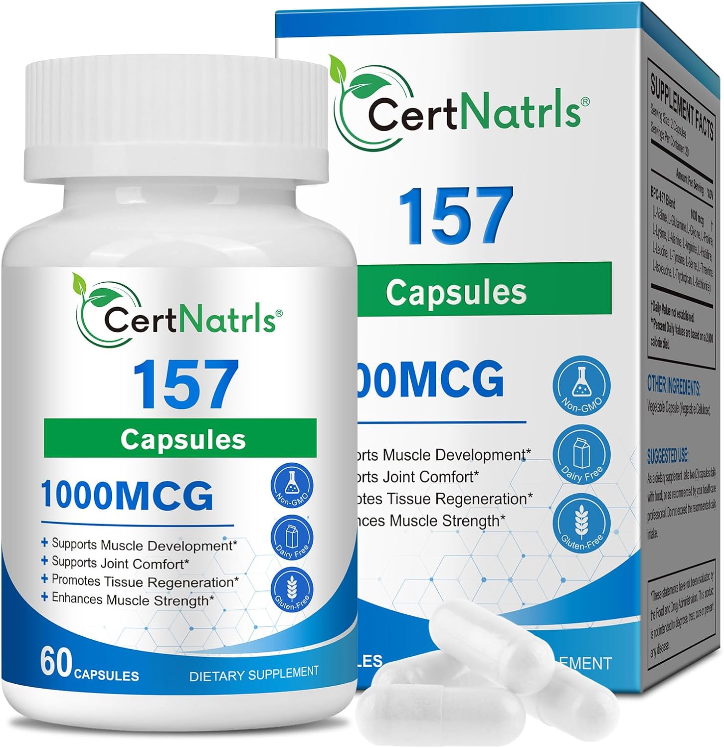 157 Capsules 1000 MG, 157 Capsules,Non-GMO, Gluten-Free, 60 Capsules