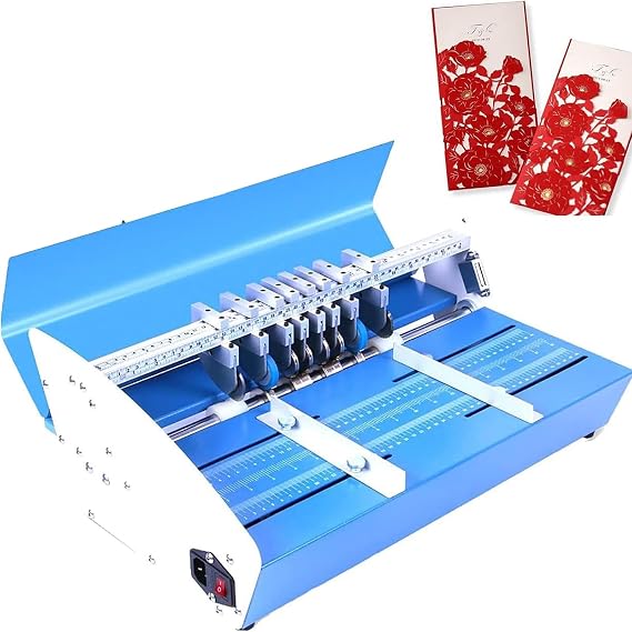 Electric Paper Creasing Machine,460mm Folding Paper Creasing Perforating Maker,Metal Paper Creaser Scorer and Perforator w/Scale,for Files Photos Cards