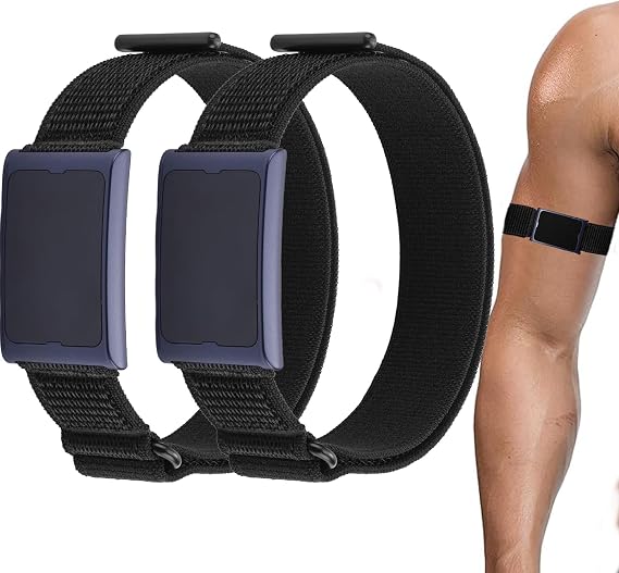 [2 Pack] Bicep Band Compatible with Amazfit Helio Strap Fitness Tracker,Breathable Hook&Loop Nylon Sport Style
