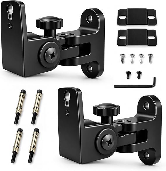 Speaker Wall Mounts, Pair, 15kg Zinc Alloy Swivel Brackets