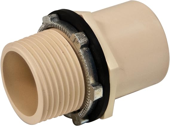 EZ-FLO 88351 CPVC Water Heater Pan Fitting, 1" Hub x 1" MIP CPVC