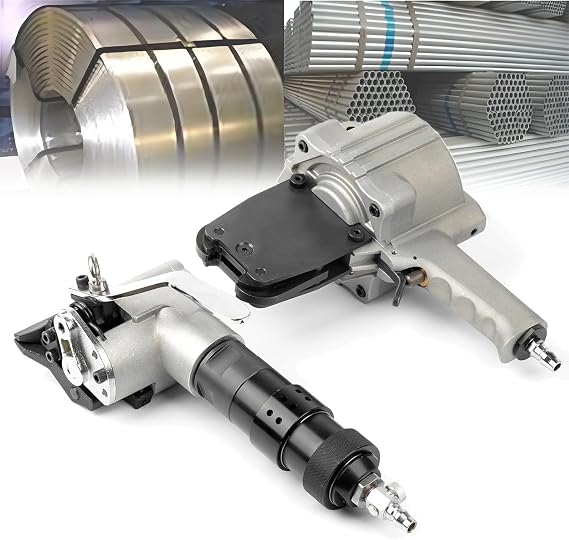 Pneumatic Steel Strapping Machine Metal Strapping Tool Tensioner and Cutter Sealer Heavy Duty Baler for 3/4'', 1'', 1 1/4" Width Strapping High Tensile Portable Packaging Machine,19mm/0.75in