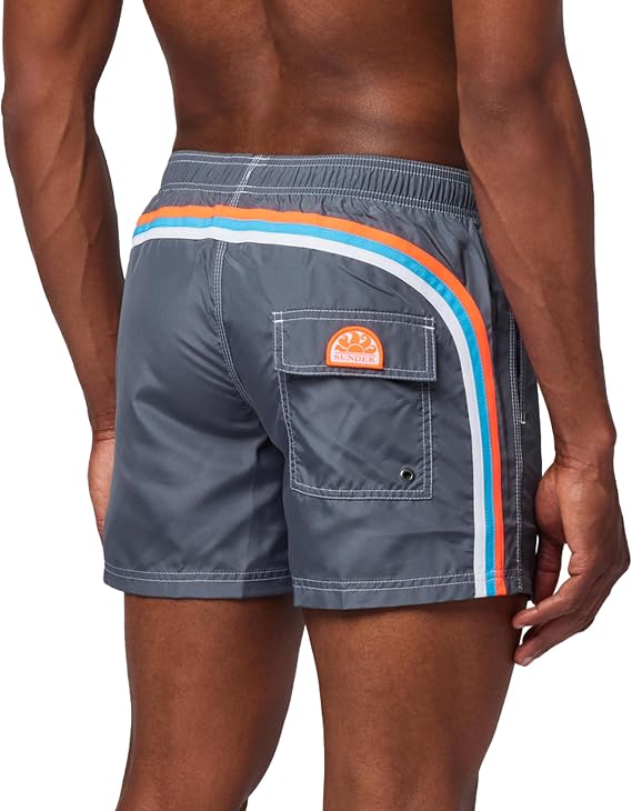SUNDEK Mens Elastic Waist Boardshort, Swim Trunks 14" Length 5" Inseam. Lightweight Fabric