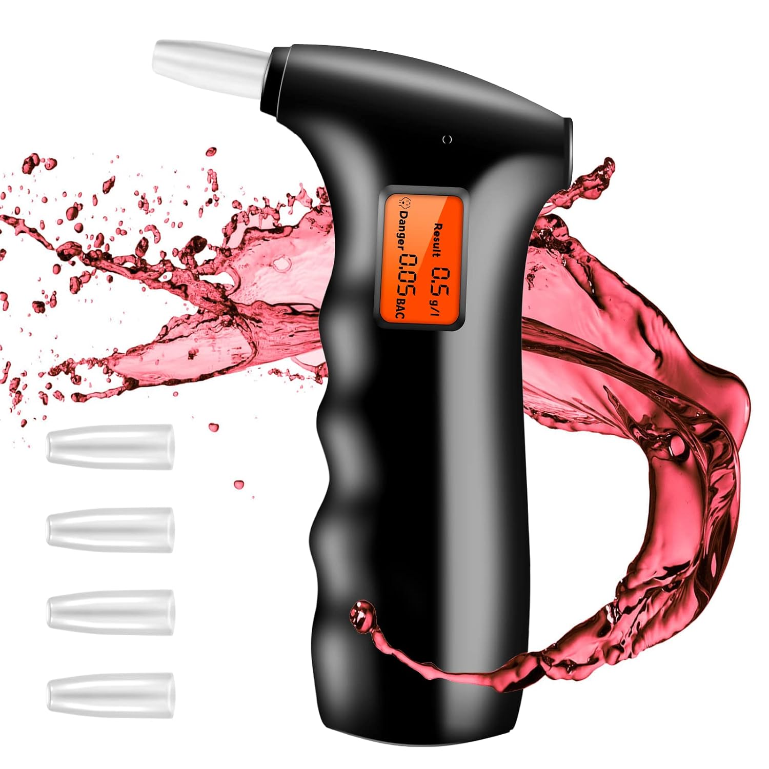 Professional-Grade Accuracy Breathalyzer - Portable Alcohol Tester with LCD Digital Display, Featuring 10 Mouthpieces for Personal, Home, and Party Use – Ensure Safe and Responsible Drinking