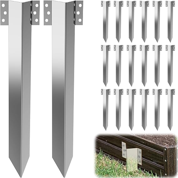 ForoGore 20 Pack Timber Fixing Pegs, Heavy Duty Metal Landscape Stakes