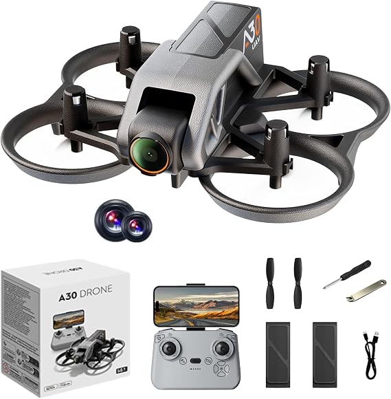 Drone with HD Camera for Beginners, One Key Takeoff/Landing, Altitude Hold, Headless Mode, 3D Flips, Trajectory Flight, 3 Speed Modes, Easy to Fly for Beginners Adults, Aerial Photography Mini Drone, Lightweight Portable Small Quadcopter for Outdoor Travel Video Shooting A30 PRO Drones Kit