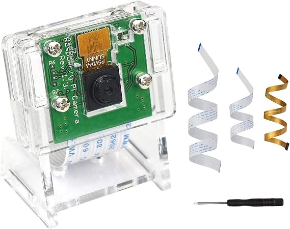 RasTech Raspberry Pi Camera Module Raspberry Pi Camera 5 Megapixels Pi 5/4B/3B+/3B/2B+/ZERO 1.3/ZERO 2W/ZERO W for Raspberry Pi Clear Stand*1, Ribbon Cable*3