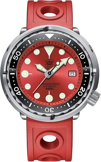 Steeldive SD1975, Tuna, NH35, AR Sapphire, Lume, Red, 300m Diving, 2 Straps