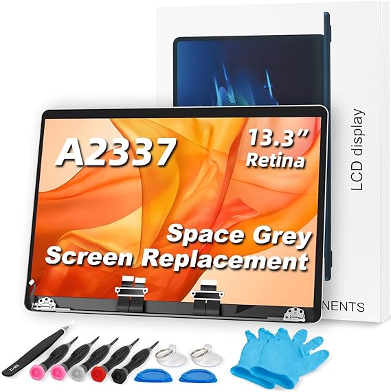 Screen Replacement A2337 LCD for M1 MacBook Air 13.3" 2020 A2337 MGN63 EMC 3598 MGN93 MGND3 MGN73 MGNA3 MGNE3 25601660 LCD Screen Full Top Assembly Display (Space Gray)