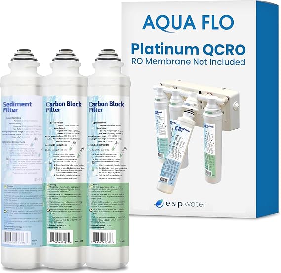 Aqua Flo Platinum QCRO ROフィルター交換キット – 塩素と臭いを減らすことで味を改善。費用対効果の高いろ過。メンブレンは別売りです。