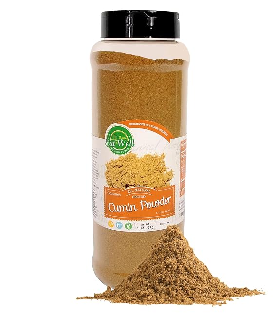 Ground Cumin Powder | 16 oz - 453 g Reseable Bag, Bulk | Gluten Free | Ground Cumin | Extra Grade Cumin Seasoning | Middle Eastern Spices | by Eat Well Premium Foods