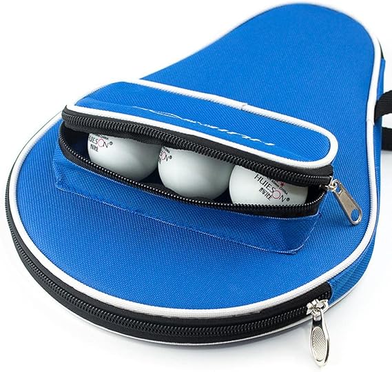 yuandan Ping Pong Paddle Carry Bag with Ball Storage Pocket Table Tennis Racket Case Cover Waterproof Inner Blue