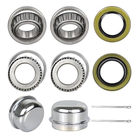 2 Set Fits 1" 2000 Lbs Axles Trailer Wheel Hub Bearings Kit,L44643 L44610 Bearings,12192TB Seal OD 1.980'',Dust Cover and Cotter Pin,Bearing Size ID 1.000", OD 1.980", Width 0.580".