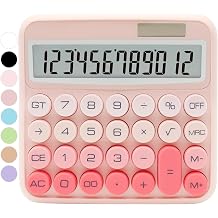 Gradient Pink Calculator with Large LCD Display and Big Buttons - Cute Office Accessory for Women, School, Home, Business