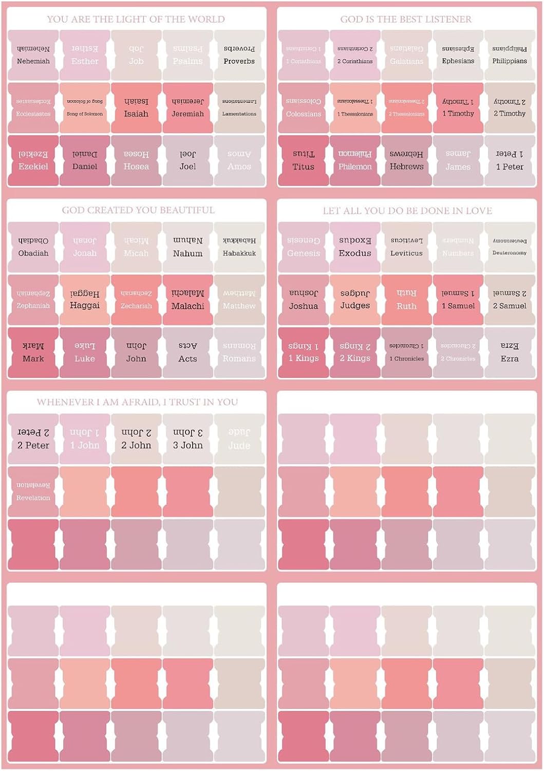 Bible Tabs for Women Journaling Supplies Large Print, 120 Tabs Old & New Testament with Blank Laminated Bible Tab Pink