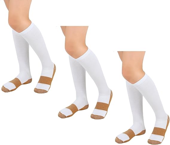 Graduated Compression Socks (3 Pair) Calf High Men Women Support Stocking.